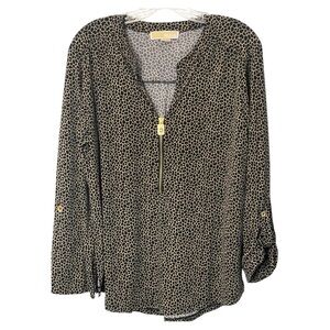 Michael Kors Black and Gold Animal Print Blouse